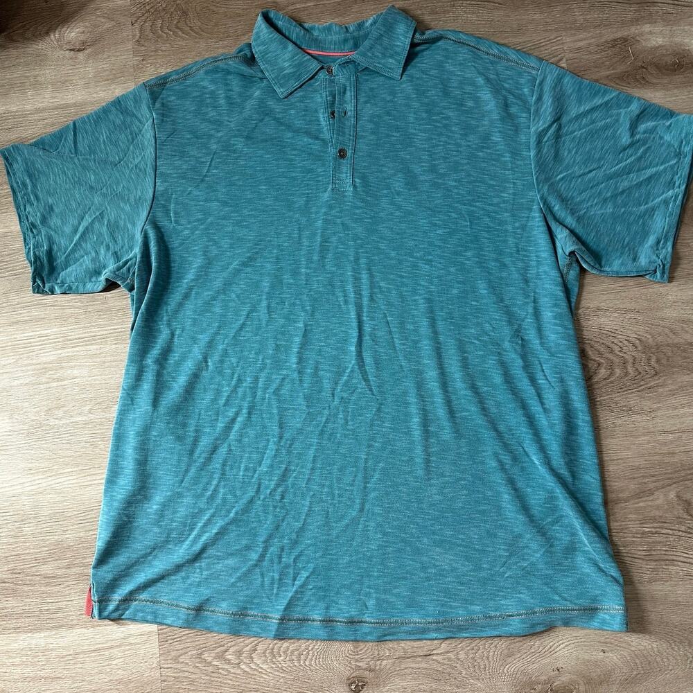 tommy Bahama 1XLT Polo knit green blue mens casual short sleeve shirt XL